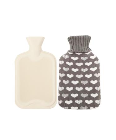 1000ML Hot Water Bottle Hot Water Bottle with Cloth Bag Hot Water Bottle with Lid Small Hot Water Bottle PVC Hot Water Bottle Keeps Warm in Winter (Gray)