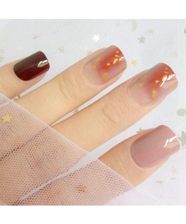 Shop Hujl 24-Part Dark Brown Gradient Artificial Nails - DIY Nail Art for Stunning Manicures - Buy Online on GoSupps.com