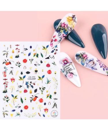 Flowornament 3D Nail Stickers - 5 Sheets Decals for Nail Art | Designer Flower Nail Design - Buy Online on GoSupps.com