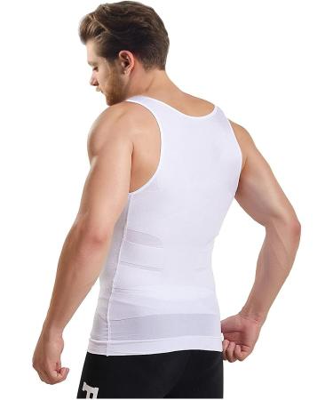 Men's Mistirik Compression Shirt - Slimming Body Shaper Vest - White XL - Buy Online on GoSupps.com
