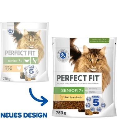 Buy PERFECT FIT Senior Dry Cat Food for Cats 7+ Years - Chicken Flavor 750g (6 Bags) - 4.5 kg Pack | Best International Shipping - Buy Online on GoSupps.com