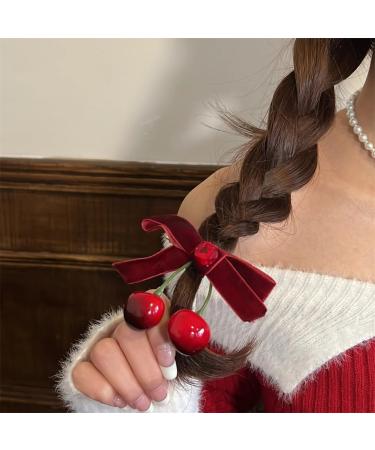 Hair Clips Red Fruit Ribbon Hair Clip Bowknot Hair Pin For Girls Women Girls Hair Accessories Cherry Bow Tie Bead Ball Hair Clip for Toddler Girls Christmas Gifts for Girls Red - Buy Online on GoSupps.com