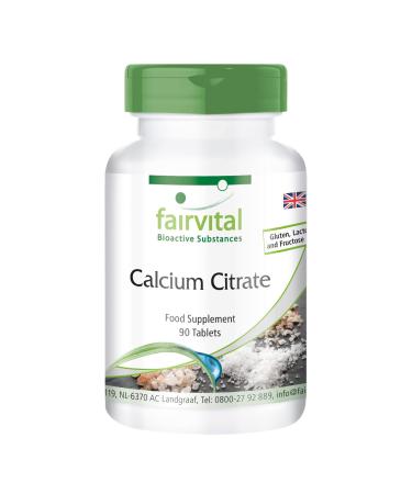 Fairvital | Calcium Citrate with 300mg Calcium - Vegan - HIGH Dosage - 90 Tablets - Pure Substance Without additives