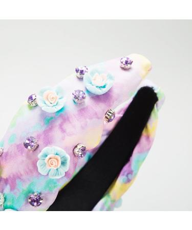 vreplrse Durable And Reliable Jeweled Wide Top Knot Headband For Long-lasting Beauty Polyester Rhinestone Pearl Knot Headbands Blue purple - Buy Online on GoSupps.com