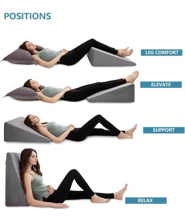 UBBCARE Cooling Memory Foam Bed Wedge Pillow - Sleep Aid for Acid Reflux, Snoring, Pain Relief - 24x24x10 Inch Grey - Buy Online on GoSupps.com