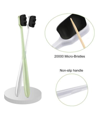 8-Piece Nano Soft Toothbrush Set for Adults and Kids - Extra Soft Bristles for Gentle Oral Care - Black, White, Pink, Green Handles - Buy Online on GoSupps.com