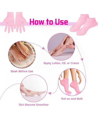 AiNinXun Silicone Socks Women Cracked Feet Silicone Socks Gloves Set Women Foot Spa Pedicure Silicone Socks Glove Moisturising Socks Women Silicone Foot Gel Socks Glove for Hands Feet Care Pink M(35-39) - Buy Online on GoSupps.com