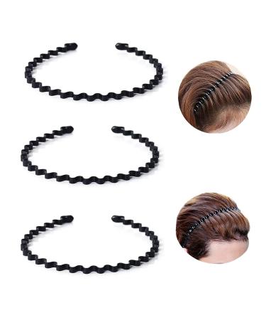 Metal Hair Bands for Men Non-Slip Sports Fashion Headband Mens Metal Hair Band Hair Hoop for Outdoor Sports Weddings Daily Wear (3 Pieces) 3pcs-S4