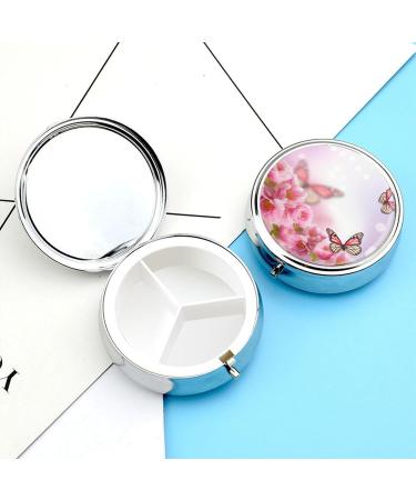 Portable 3 Compartment Pill Box | Travel-Friendly Floral & Butterfly Design | Compact Pill Organizer for Purse & Pocket - Buy Online on GoSupps.com