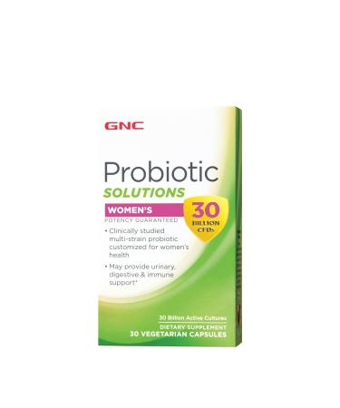 GNC Probiotic Solutions Women's with 30 Billion CFUs Clinically Studied Multi-Strain for Women Supports Digestive and Immune Health Vegetarian 30 Capsules