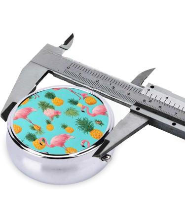 Flamingo Printed Round Pill Box - 3 Compartment Portable Travel Case | Mini Decorative Organizer for Medicine & Vitamins - Buy Online on GoSupps.com