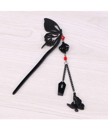 Frcolor Butterfly Rose Flower Hair Stick - Retro Chinese Hairpin with Tassel for Women & Girls - Elegant Hair Decor - Buy Online on GoSupps.com