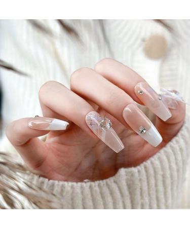 Temperament nail art French bow plaid diamond hollowed out love nail shop nail wear a wedding mandarin duck nail(S) - Buy Online on GoSupps.com