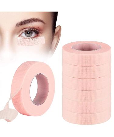 TEOYALL 6 Rolls Eyelash Tape Adhesive Lash Extension Tape Breathable Micropore Fabric Tape Lash Extensions Supplies (Pink) #1 Pink