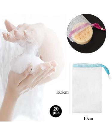 20 Pack Nylon Soap Bags with Cord Pull - Versatile Mesh Bags for Facial Cleaning Body Peeling & Bath Accessories (10 Colors) - Buy Online on GoSupps.com