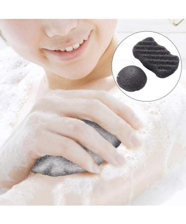 Lurrose 2Pcs Konjac Sponge Set - Activated Bamboo Charcoal Body Facial Sponge for Deep Cleansing Bath - Men Women - Buy Online on GoSupps.com
