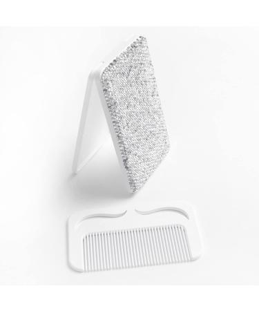 Wowagoga Mini Sparkling Rhinestone Rectangular Travel Magnifying Mirror - Small Compact Handbag Mirror for Women and Girls (Silver) - Buy Online on GoSupps.com