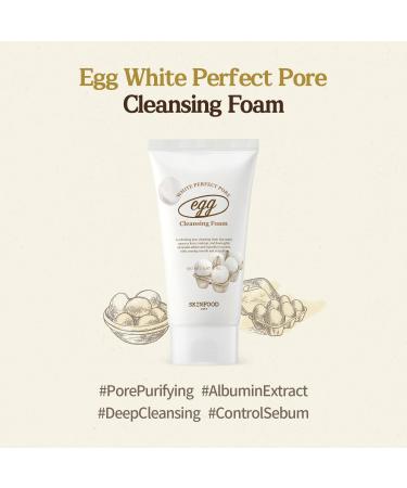 SKIN FOOD Egg White Pore Cleansing Foam with Bath Sponge - Deep Pore Refinement & Nourishing Albumin | 150ml Pack of 2 - International Shipping Available - Buy Online on GoSupps.com