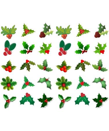 30 X HOLLY & BERRY LEAVES - CHRISTMAS - EDIBLE CUPCAKE CAKE TOPPERS D8 - Buy Online on GoSupps.com