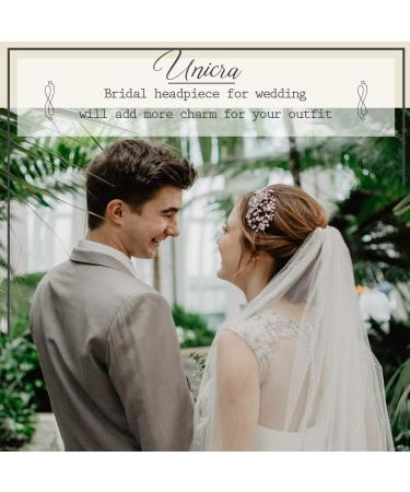 Unicra Rose Gold Leaf Wedding Hair Vine - Bridal Headpiece with Rhinestone Crystal Accent - Buy Online on GoSupps.com