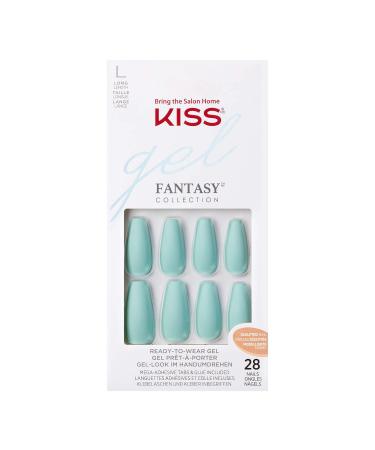 KISS Gel Fantasy Ready-to-Wear Press-On Sculpted Gel Nails   Back It Up   Long  Teal  High Arch Nail Kit with Pink Gel Nail Glue  Manicure Stick  Mini Nail File  and 28 Fake Nails - Buy Online on GoSupps.com