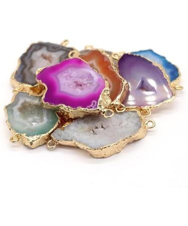 1PC Natural Stone Gem Irregular Geode Edge Connector Handmade Crafts Necklace Bracelet Accessories for Women 20x30-25x35mm Full of Texture (Color : Brown) - Buy Online on GoSupps.com
