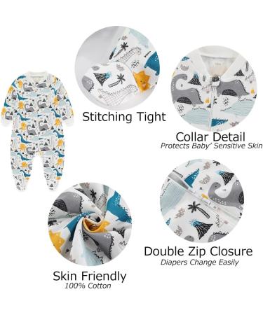 MAMIMAKA Baby Boys 9-12 Months Footed Pajamas - 3 Dinosaur/Hedgehog/Love Mom & Dad - Buy Online on GoSupps.com