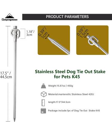 Campingmoon Dog Tie Out Stake 360 Swivel Heavy Duty Strongest Dog Anchor Spike for Tie-Out Cable Chain in Yard or Camping - Buy Online on GoSupps.com