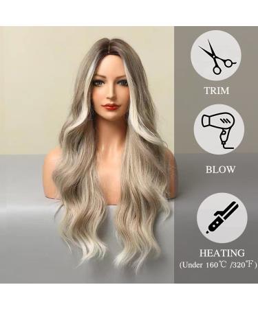 Esmee 24 Long Wavy Brown Ombre Ash Blonde Heat-Resistant Synthetic Wig for Women - Perfect for Daily Wear & Parties - Buy Online on GoSupps.com