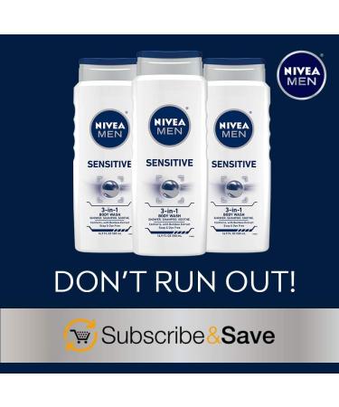 NIVEA MEN Sensitive Body Wash - Gentle Formula for Sensitive Skin - 16.9 fl. oz - Buy Online on GoSupps.com