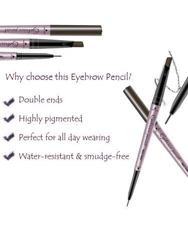 2 Pack Waterproof Eyebrow Pencil with Dual Ends - Professional Brow Enhancing Kit in Dark Brown #1 - Buy Online on GoSupps.com