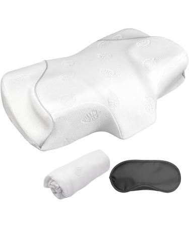 Cervical Memory Foam Pillow Contour Pillow for Neck and Shoulder Pain Ergonomic Orthopedic Sleeping Neck Contoured Support Pillow for Side Sleepers, Back and Stomach Sleepers Replace Pillowcase White