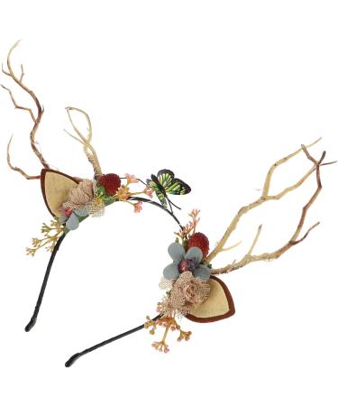 EXCEART Christmas Flower Crown Reindeer Antlers Headband Light Up Led Floral Wreath Headdresses Forest Fairy Costume Photography Hair Hoop for Festive Women Girl - Buy Online on GoSupps.com