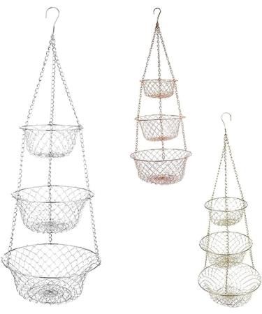 Fruit Basket Fruit Bowl 3 Tier Fruit Basket Vegetable Kitchen Storage Basket Chain Hanging Space Saving Fruits Plants Storage Basket Fruit Dish (Color : Gold) - Buy Online on GoSupps.com