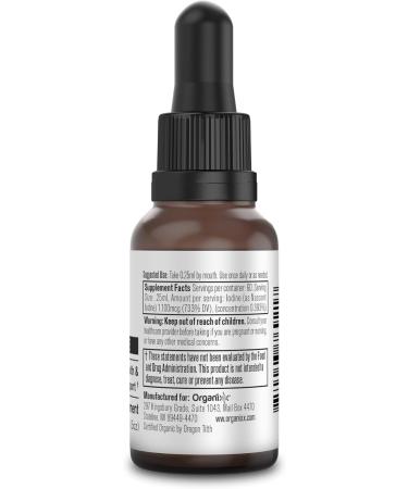 Organixx Iodine Supplement Organic Nascent Liquid Drops Pure Iodine Concentrate for Men and Women Gluten Free Vegan Non GMO American Made 15 ML 60 Servings - Buy Online on GoSupps.com