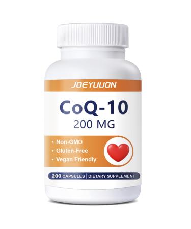 JOEYUUON CoQ10 Supplement 200mg Daily Coenzyme Q10 for Energy & Wellness Non-GMO Gluten-Free 200 Capsules
