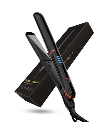 Flat Iron Hair Straightener and Curler 2 in 1 Plancha de Cabello 10s Fast Heat Up Flat Iron with Clear LCD Display Professional Ceramic Coating for Shinier & Smoother Hair Styling Tool (Black)