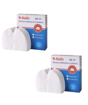 Y-Kelin Denture Adhesive Cushion 30 Pads Upper Denture Adhesive Pads (Pack of 2) Natural Strong Hold Comfort Denture Cushions Denture Pads pack of 2 upper 60pcs