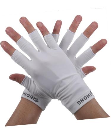 Mikinona 1 Pair UV Gloves Gel Nail Gloves Half Finger Gloves Outdoor Gloves Nail Art Skin Care Supply Summer Beach Gloves Womens Gloves UV Hand Protection Shield White LED Women's Fabric - Buy Online on GoSupps.com