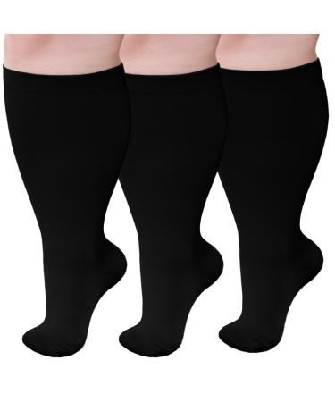 Putuo compression stockings thick calves for men: thrombosis socks women oversize support stockings compression socks for flight medical running 3 couples black 6xl
