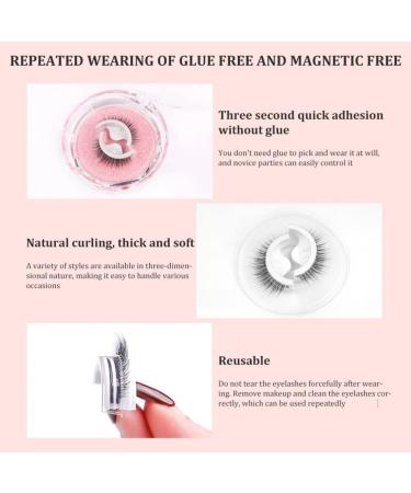Kiss Lashes no Glue Needed Reusable Self Adhesive Eyelashes 3D Makeup Eyelash for Women Girl Eye Makeup Tool 1Pair No. 3 Slim Long 3# NO.3 - Buy Online on GoSupps.com