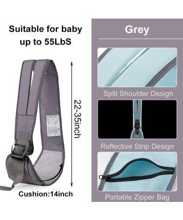 Baby Carrier Portable Ergonomic Baby Sling with Adjustable Comfortable Shoulder Straps Soft Anti-Slip Toddler Sling for Newborn Infant up to 55Lbs (Grey) - Buy Online on GoSupps.com