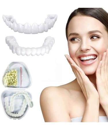 Giural Temporary Deans Teeth Prosthesis Perfect Smile Snap-on Braces Instant Perfect Smile Comfort Fit Flex False Teeth Veneers One Size Fake Teeth Cover 2 Pairs