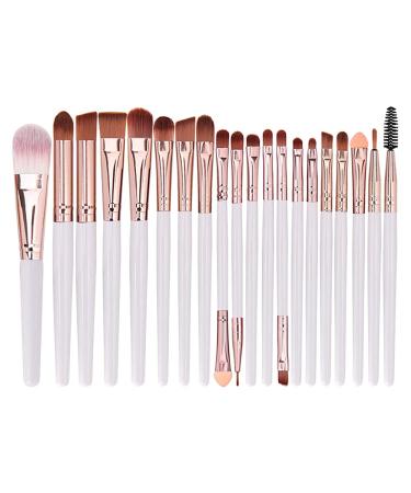 20pcs Professional Female Makeup Brush Set for Face, Eyeshadow, Eyebrow, Lip - White - Buy Online on GoSupps.com