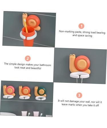 Cartoon Toothbrush Holder Set for Kids - Wall-Mounted Snail Design & Brushing Kit | Fun Bathroom Supplies - Buy Online on GoSupps.com