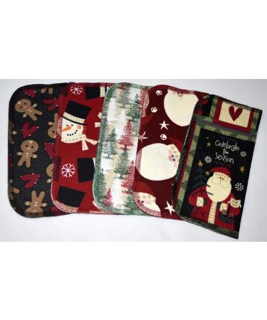 Country Christmas 2 Ply Printed Flannel 8x8 Inches Set of 5 - Festive Holiday Decor - Buy Online on GoSupps.com