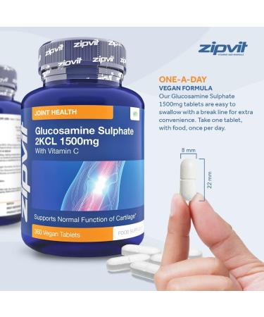 Glucosamine Sulphate 1500mg with Vitamin C | 360 Vegan Tablets | Joint Cartilage Support | 12 Month Supply from UK Supplier - Buy Online on GoSupps.com