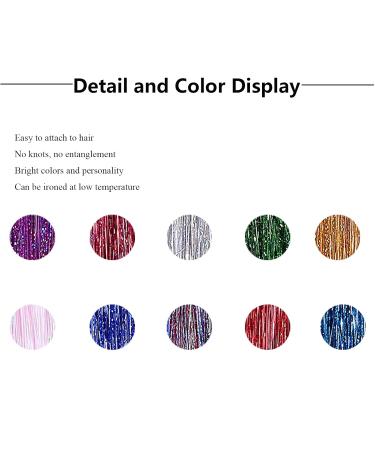 Cybelleza 20 Inch Colored Clip-In Hair Extensions | Glitter & Lametta Festival Accessories | 10 Colors | Synthetic Hair for Women - Buy Online on GoSupps.com
