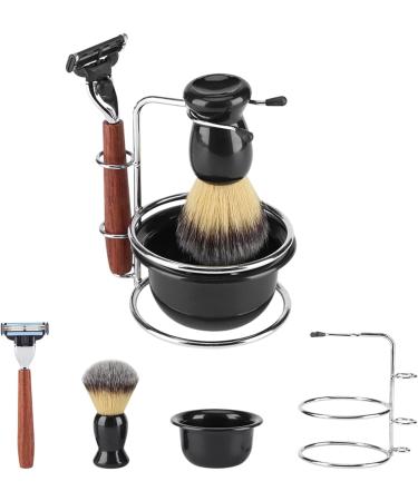 Miokycl 4 Piece Shaving Set - Manual Razor Stainless Steel Stand Brush & Bowl - Premium Grooming for Men - Buy Online on GoSupps.com