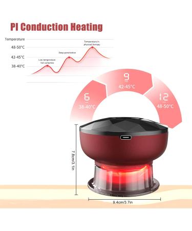 Electric Cupping Massage Device - Intelligent 12 Gear Guasha for Neck Shoulder & Back Relief - Air Leaf Red - Buy Online on GoSupps.com